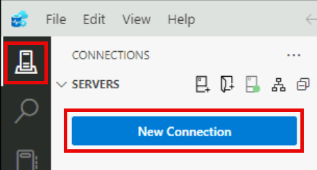 The Connections pane is shown with the New Connection button highlighted.
