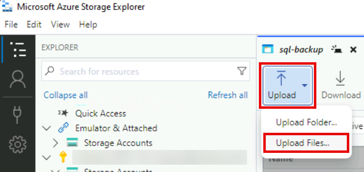 The Upload button menu is shown with the Upload files option highlighted.