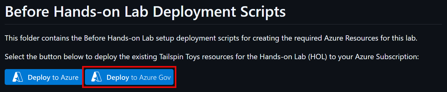 GitHub page with Deploy to Azure Gov button highlighted